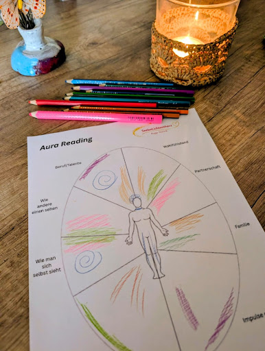 Aura Reading Skizze mit Stiften